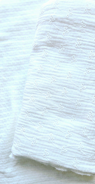 Fable Bow on Clip • Embroidered White Gauze • Fabric Bow - Lulu Bella Boutique