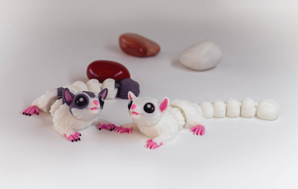 Tiny Baby Sugar Glider Articulating Fidget, 3D Printed: All White / Baby - Lulu Bella Boutique