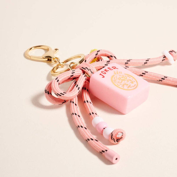 7 Inch Mahjong Joker Tile Cord Keychain Bag Charm: White / ONE