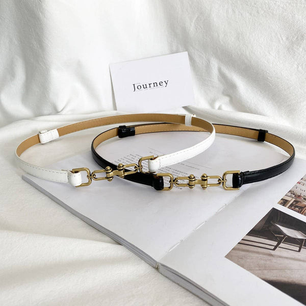 WAIST-HUGGING VINTAGE MATTE THIN BELT_CWABE0647: Brown / (OS) 2 - Lulu Bella Boutique