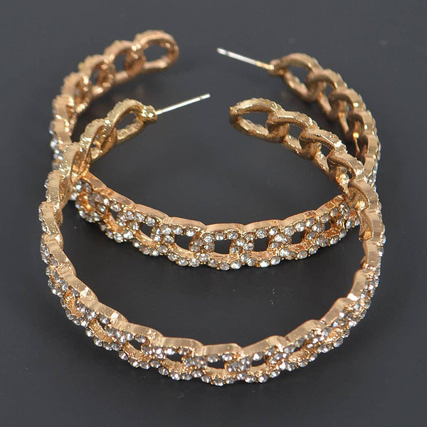 Rhinestone Hoop Earring: Gold Clear