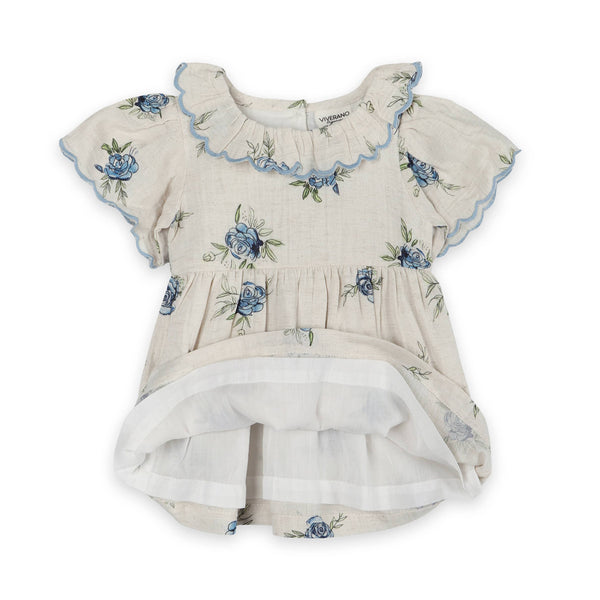 Katarina Floral Baby Dress + Bloomer (Linen Blend): Multi-Floral