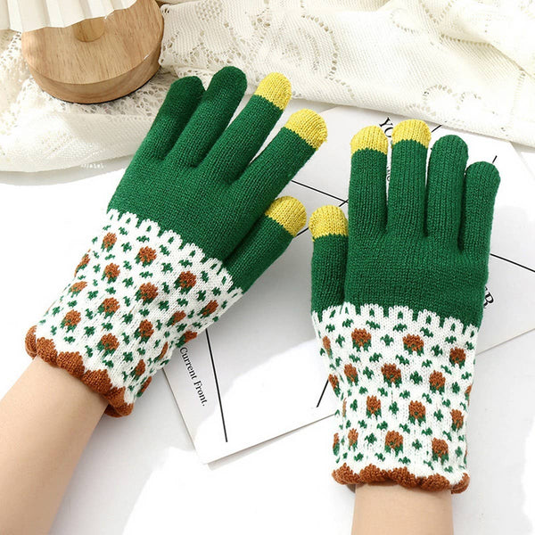 Cute Knit Gloves for Women – Touchscreen Warm_CWAG0147: GREEN2 / (OS) 1 - Lulu Bella Boutique