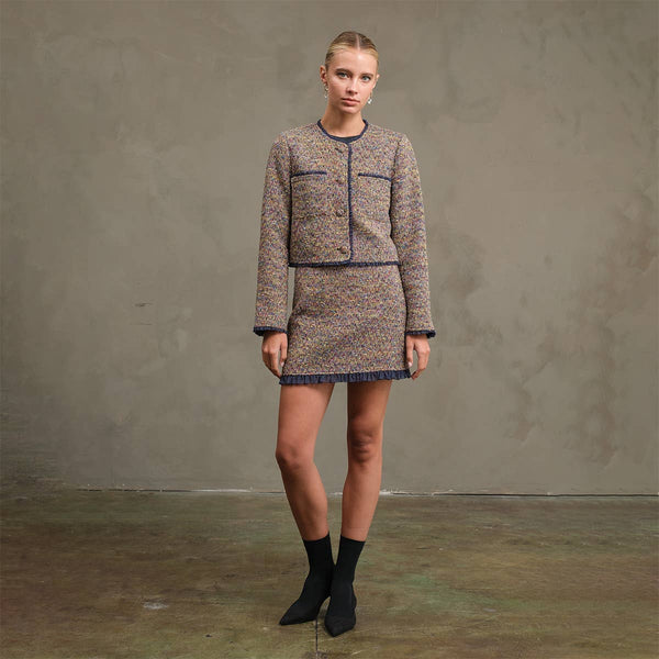 Tweed Jacket With Organza Trim: MULTI