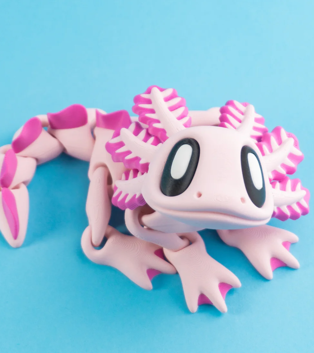 Articulated Axolotl 3D Printed Toy, Articulated Fidget Toy: Pink / Small - 4 inch - Lulu Bella Boutique