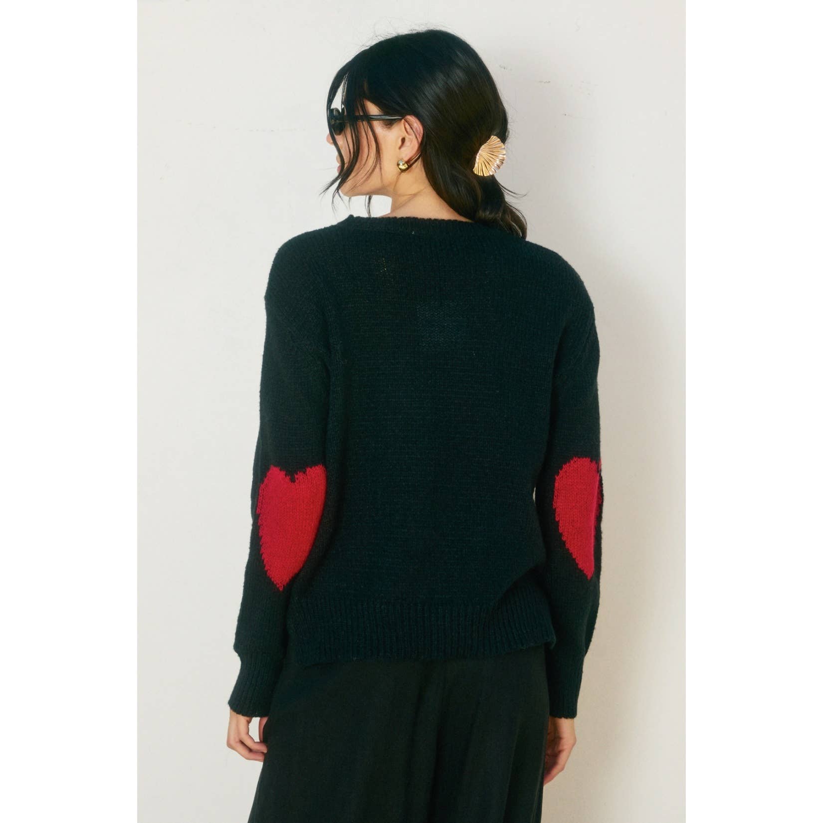 Broken Heart Relaxed Sweater: BLACK