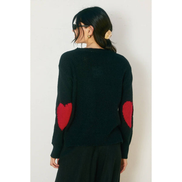 Broken Heart Relaxed Sweater: BLACK - Lulu Bella Boutique