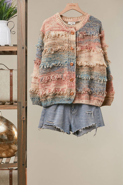Multi-Color Textured Knit Sweater