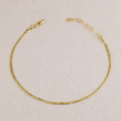 18k Gold Filled 2mm Herringbone Anklet - Lulu Bella Boutique