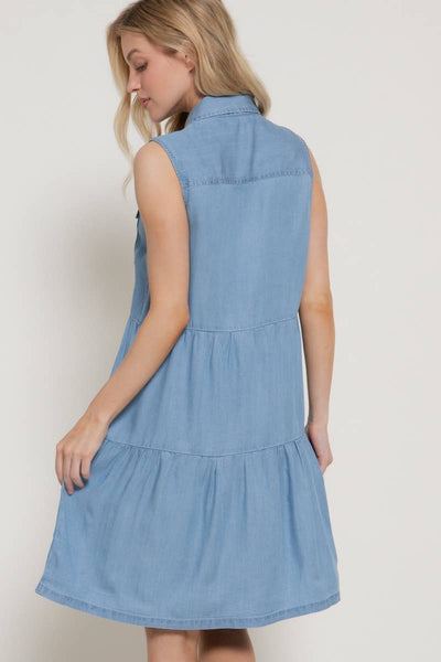 Sleeveless Button Down Lyocell Dress