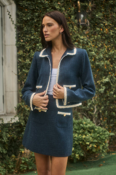 Persis Floss Tweed Blazer: Navy