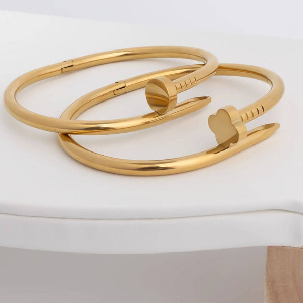 18K Gold PVD Stainless Steel Nail Bangle : Gold - Lulu Bella Boutique