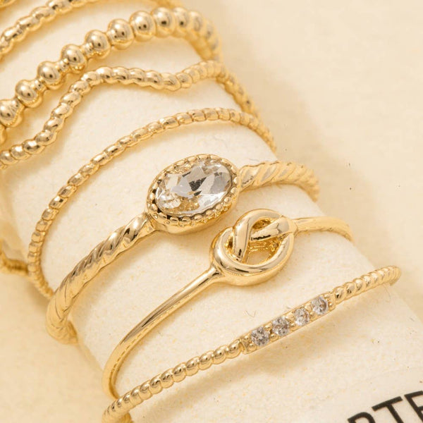 Assorted Ten Piece Metallic Ring Set: GDCRY - Lulu Bella Boutique