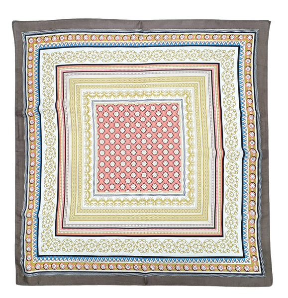 BOHO PRINT SQUARE SCARF, WLQS 106: BRN - Lulu Bella Boutique