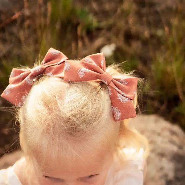 Red Stipes & Blue Stars 4th of July Pinwheel Hair Bow : Nylon Headband - Lulu Bella Boutique