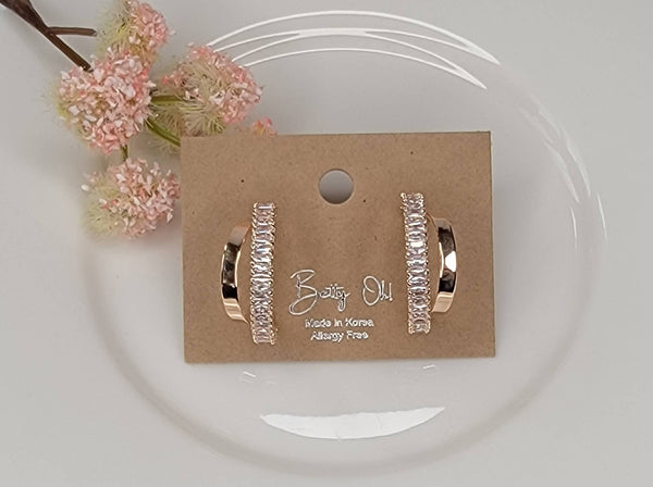 DOUBLE HOOP EARRINGS.: Rose Gold