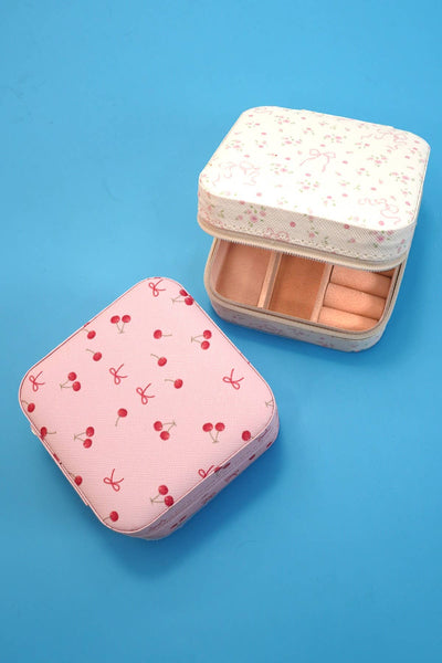 DESIGNED JEWELRY ORGANIZER TRAVEL BOX CASE | 40P552: BOW OFF WHITE - Lulu Bella Boutique