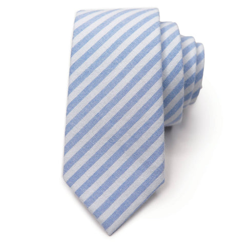 Robin Egg Stripe - Men's Tie: Mens Modern - 2.5" wide x 58" long