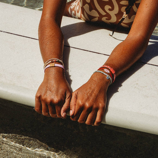 "Roxy Pink Tropics" Pink & Coral Island Vibe Hair Tie Bracelets: Small