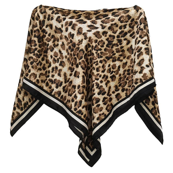 Leopard Print Scarf Poncho: Black