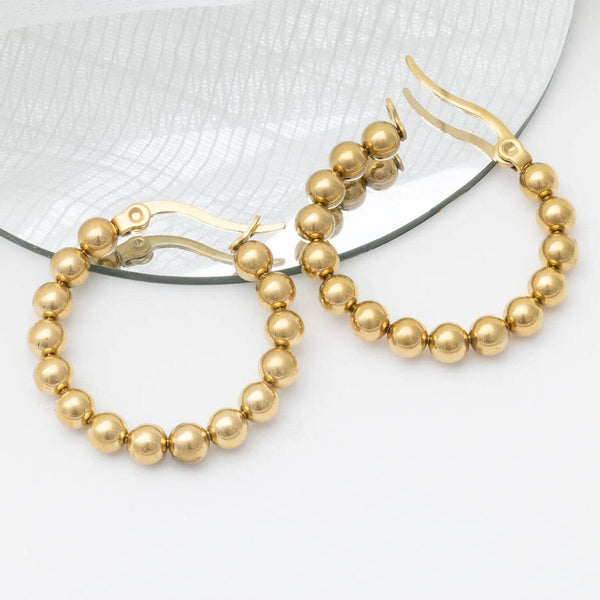 14K Gold Filled PLUS Circle Ball Hoop Earrings: Gold