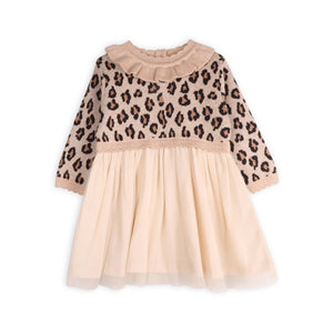Leopard Jacquard Sweater Knit Baby Tutu Dress (Organic) : Oatmeal Heather / 3-6M