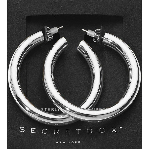SECRET BOX_14K Gold Dipped Chunky Hoop Earrings: Silver