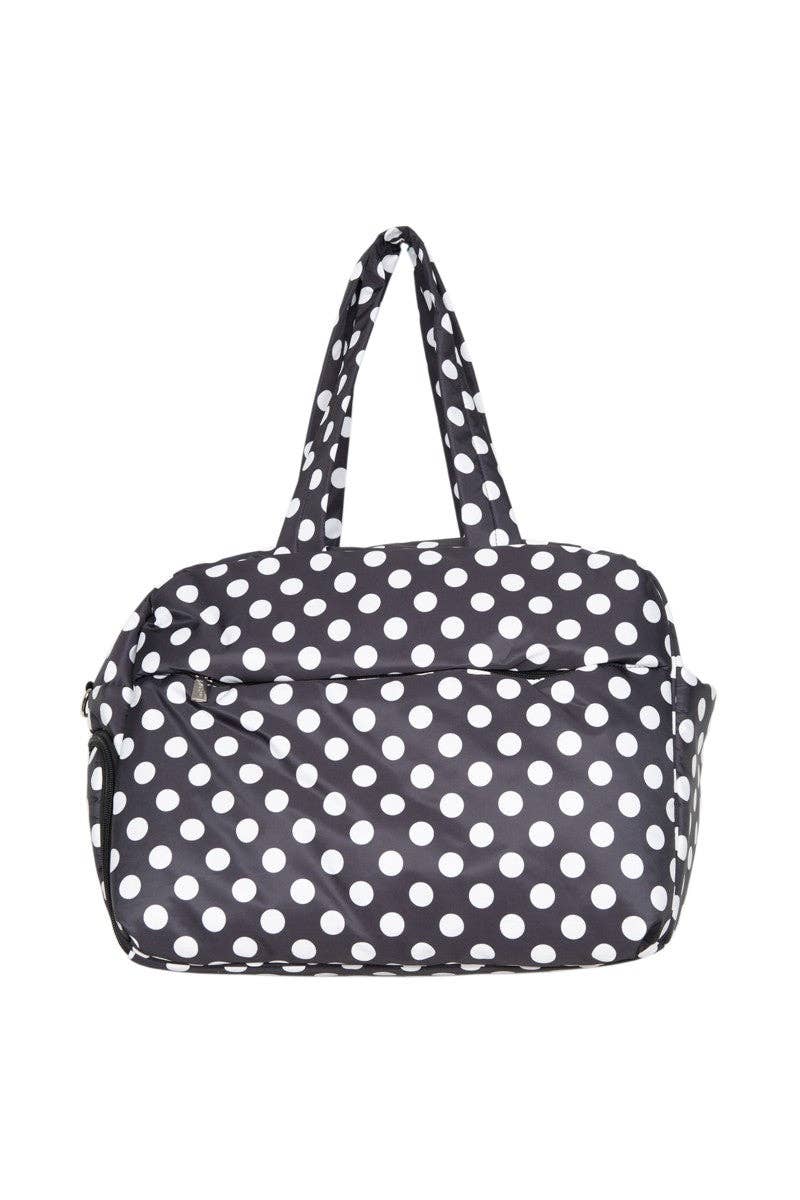 Black & White Polka Dot Weekend Travel Bag: Black - Lulu Bella Boutique