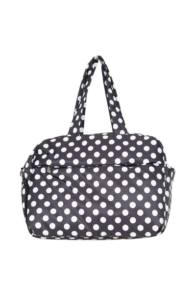 Black & White Polka Dot Weekend Travel Bag: Black - Lulu Bella Boutique