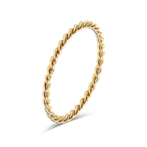 Stainless Steel Braided Stacking Ring - Hypoallergenic: Gold / 9