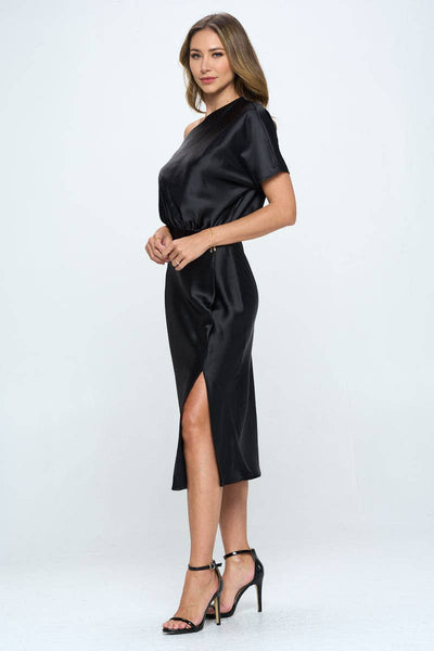 Satin One Shoulder Dress