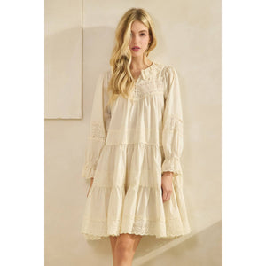 Eyelet Lace Tiered Babydoll Dress - Lulu Bella Boutique