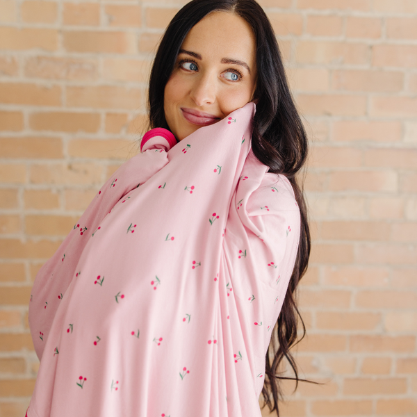 Cherry Swaddle Blanket: Adult (57" x 72") - Lulu Bella Boutique