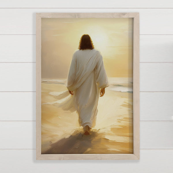 Jesus Golden Sunset - Jesus Canvas Wall Art - Wood Framed: 24x36" Extra Large Canvas Art with Thick Wood Frame - Lulu Bella Boutique