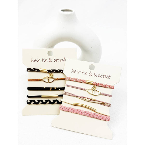 Boho Inspired HEART Theme Hair Tie Bracelets: MIX COLOR / ONE(6) - Lulu Bella Boutique