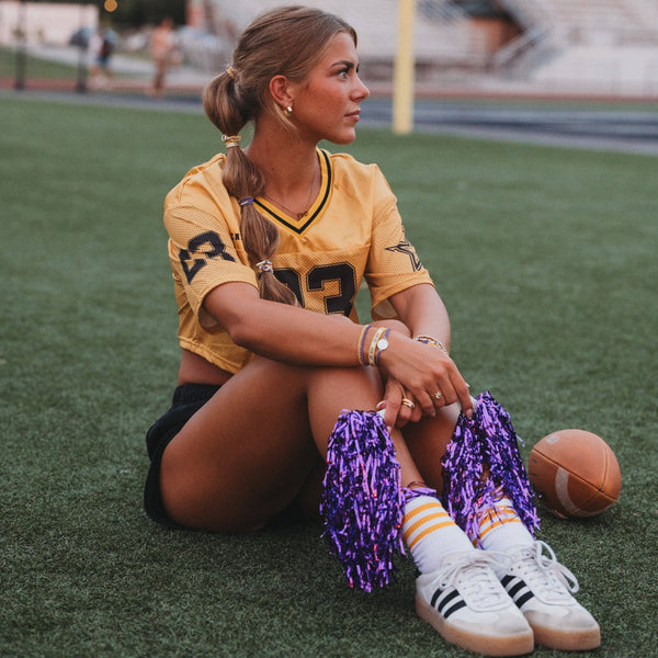 "Game Day" Purple & Yellow Hair Tie Bracelets: Medium