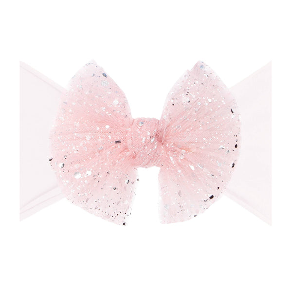 Baby Bling® Tulle FAB® soft nylon headband with tulle bow: Gingham Pink - Lulu Bella Boutique