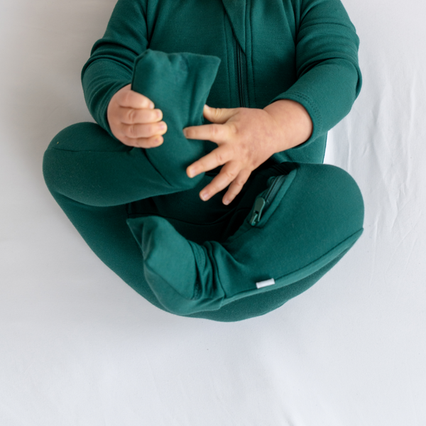 Infant Bamboo Pajamas w/ DreamCuffs™: 3 - 6 Months / Forest Green