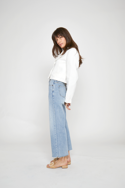 Aberdeen Ankle Crop High Rise Jean, Light Indigo Worn : Standard / 30 - Lulu Bella Boutique