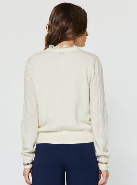 Wool Cashmere Knit Top & Cardigan Set: Ivory