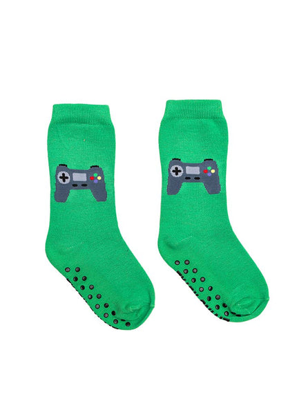 3D Packaged Crew Socks - Kids - Game Controller - Green