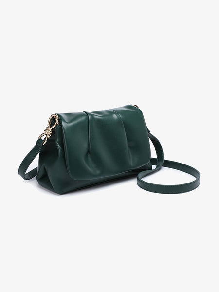 JN2774 Dayton Pleated Flapover Crossbody Bag: Black - Lulu Bella Boutique