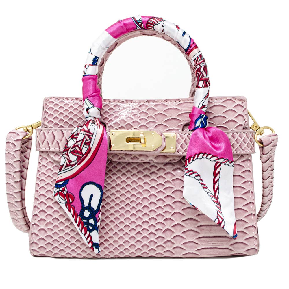 Crocodile Scarf Handbag: Pink