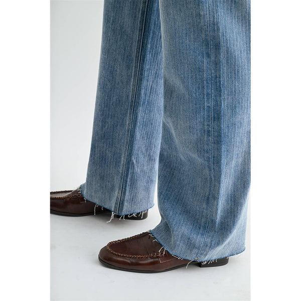 MID-RISE WIDE STRIPE JEANS: ASTRONAUT / 24 - Lulu Bella Boutique