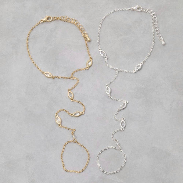 Cz Marquise Hand Chain Bracelet