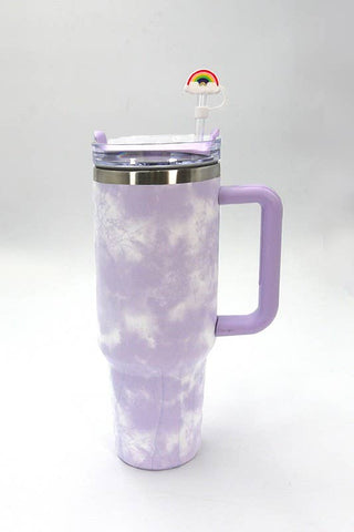 40oz CLOUD FLOWER RAINBOW TUMBLER STRAW COVER CAP: RAINBOW