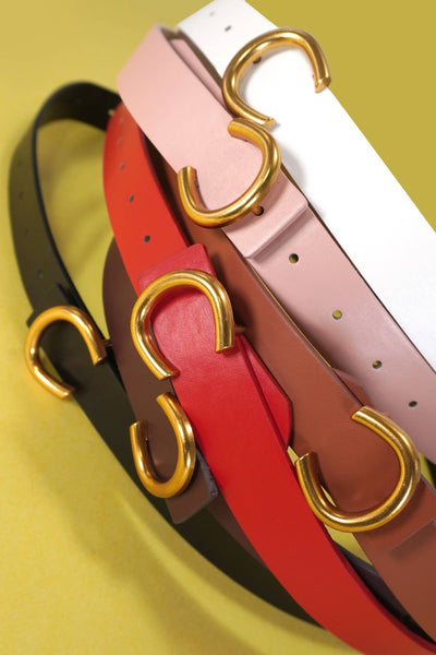 FAUX LEATHER GOLD HORSESHOE BELTS | 40BT642: Black