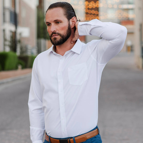 White Hustle Dress Shirt - Long Sleeve: Slim