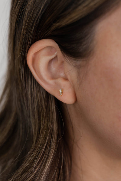 Offset Trio - White CZ - Gold Earrings - Lulu Bella Boutique