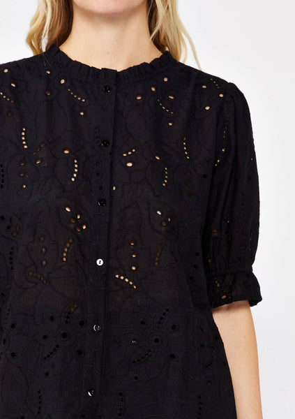 Embroidered Eyelet Cotton Summer Top: Black / M - Lulu Bella Boutique